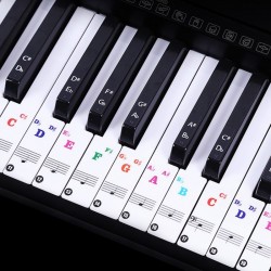88 touches - Notes de piano colorées - stickers clavier transparent