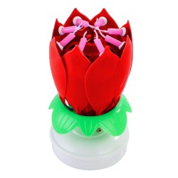 Candela di compleanno girevole a forma di loto con 8 piccole candele & canzone di buon compleanno