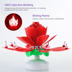 Candela di compleanno girevole a forma di loto con 8 piccole candele & canzone di buon compleanno
