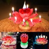 Candela di compleanno girevole a forma di loto con 8 piccole candele & canzone di buon compleanno