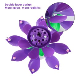 Candela di compleanno girevole a forma di loto con 8 piccole candele & canzone di buon compleanno