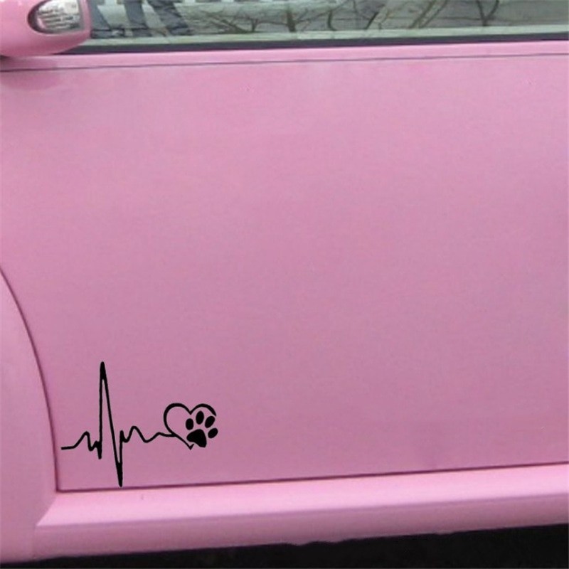 Heartbeat & pet footprint - vinyl car stickerStickers