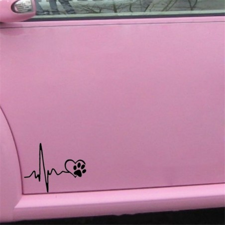 Heartbeat & pet footprint - vinyl car stickerStickers
