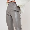 High waisted pencil leather pants - carving printPants