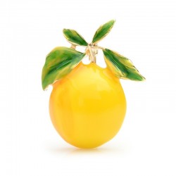 citron jaune - broche d'or émail