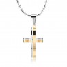 Moda nero -argento - doppia croce d'oro - collana di acciaio inossidabile - unisex