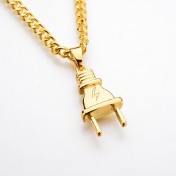 Electrical plug shape pendant - gold & silver stainless steel necklaceNecklaces