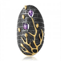 Vintage zircon pourpre - arbre d'or - anneau