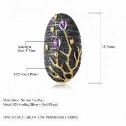 Vintage zircon pourpre - arbre d'or - anneau