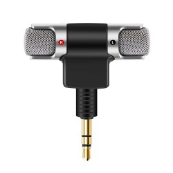 Microfono di registrazione stereo portatile - spina placcata oro - jack mini 3,5mm per smartphone