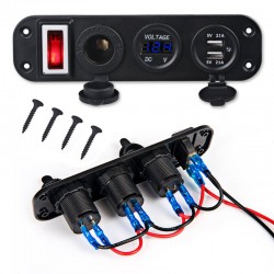 Toggle switch panel - 5V - 4.2A - dual USB - 12V - LED - Voltmeter for cars - boats - trucksElectronics & Tools