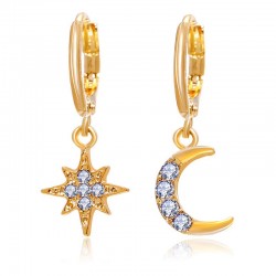 Crystal Star & Moon - orecchini in oro