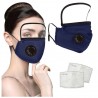 Mouth / maschera protettiva viso - scudo oculare in plastica staccabile - valvola d'aria - filtro 2.5PM - riutilizzabile