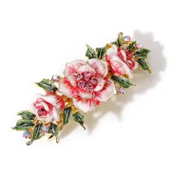 Fiori di smalto con cristalli - clip di capelli vintage
