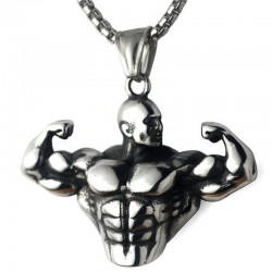 Hommes musculaires forts - collier - acier inoxydable - pendentif