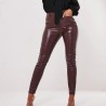 High waisted pencil leather pants - carving printPants