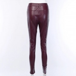 High waisted pencil leather pants - carving printPants