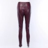 High waisted pencil leather pants - carving printPants