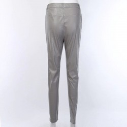 High waisted pencil leather pants - carving printPants