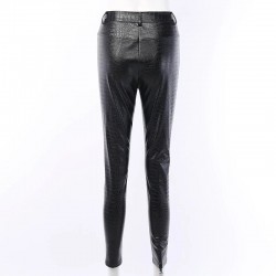 High waisted pencil leather pants - carving printPants