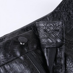 High waisted pencil leather pants - carving printPants