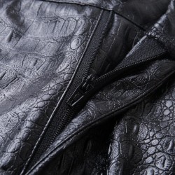 High waisted pencil leather pants - carving printPants