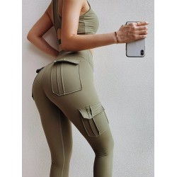 High waisted leggings - slim pants with pocketsPants