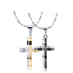 Collana con croce unica - oro - nero - unisex
