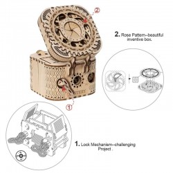 Creativo fai da te - Scatola del tesoro 3D - puzzle in legno - kit di montaggio - 123 pezzi