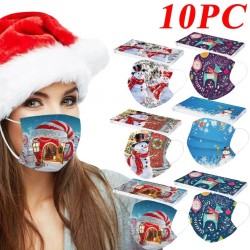 10 pièces - masque antibactérien jetable - masque de bouche - 3 couches - unisex - Tirage de Noël