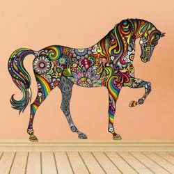 cheval coloré - sticker mural - vinyle murale