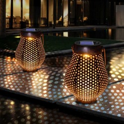 Lanterne di ferro con maniglia - solare - luce da giardino impermeabile