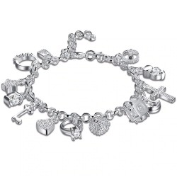 Bracciale elegante con 13 charms - argento 925