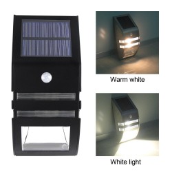 LED solare Luce - Outdoor - Sensore di movimento - Acciaio inossidabile - Nero - Bianco