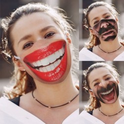 Maschera viso stampata divertente - copertura bocca anti-inquinamento - cotone