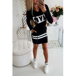 Lettres de NYC imprimées - mini robe manches longues - sweat à capuche