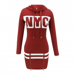 Printed NYC letters - long sleeve mini dress - hoodieHoodies & Jumpers