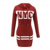 Printed NYC letters - long sleeve mini dress - hoodieHoodies & Jumpers