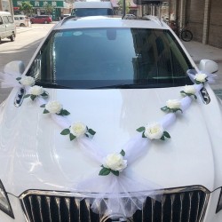 Rose - Décoration de voiture de mariage - Fleur artificielle - Mariage