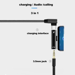 2 in 1 - Tipo C - 3.5mm Jack - Convertitore di carica di auricolare USB - Tipo C Telefoni