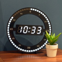 12 pouces - LED Ring Wall Clock - Automatic - Digital - Electronic