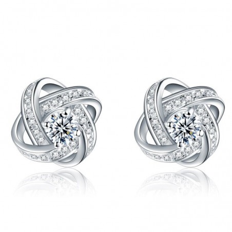 Exclusive small round earrings with crystals - 925 sterling silverEarrings