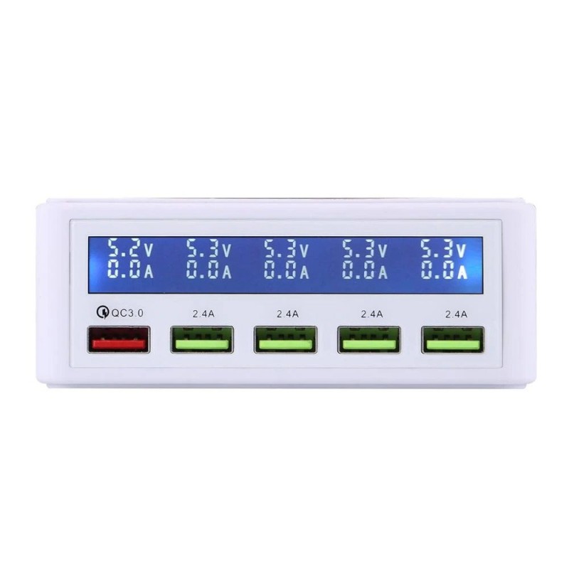 USB - 40W - 3.0 chargeur rapide - Led display - 5-ports borne de recharge