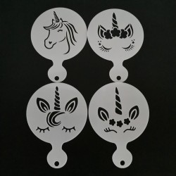 Unicorn caffè design - arte caffè - stencils - 4 pezzi