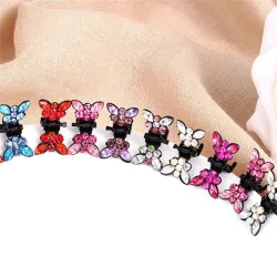 Small crystal butterflies - hair clips - 12 piecesHair clips
