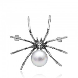 Ragno bianco con perla - spilla elegante