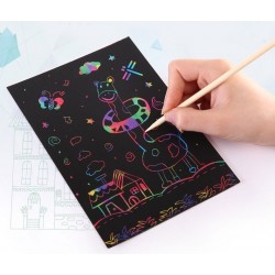 Color rainbow - scratch art paper card - set with graffiti stencilEducational