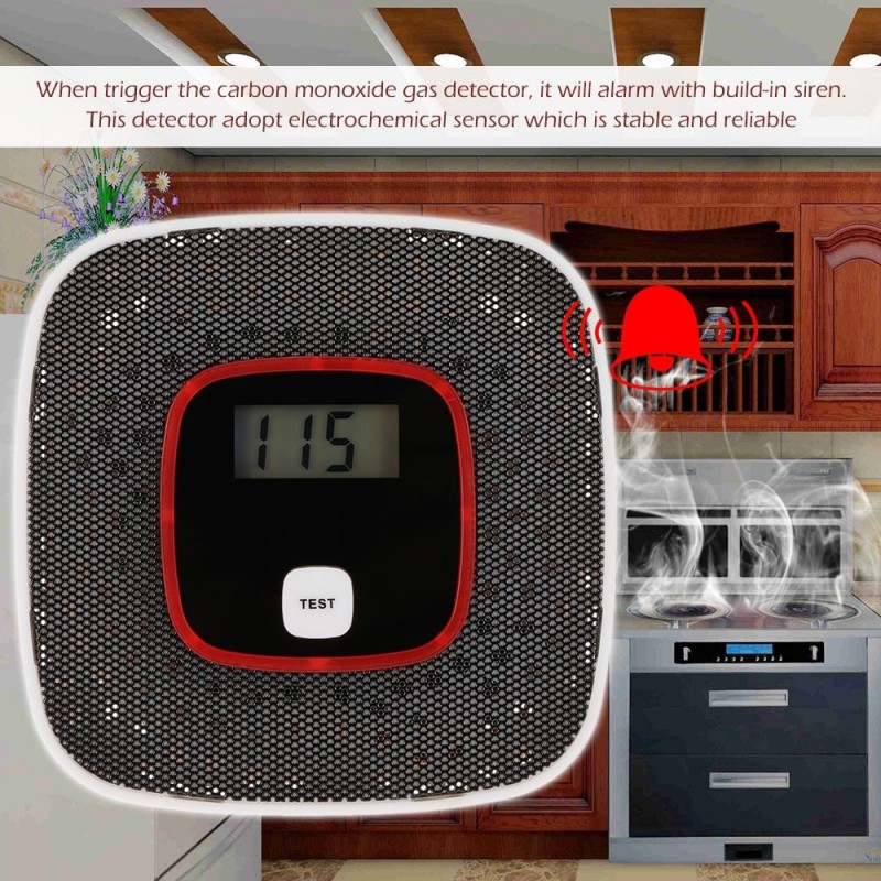 LCD - carbon monoxide gas alarm - poisoning / smoke tester - detector - sensor - monitorHome security