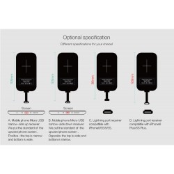 Ricevitore di ricarica wireless - adattatore Micro USB / Tipo C - iPhone 5S/SE/6/6S