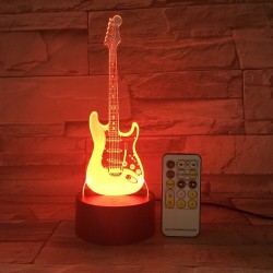 Luce notturna della chitarra remota - 3D - Lampada LED - 7 colori